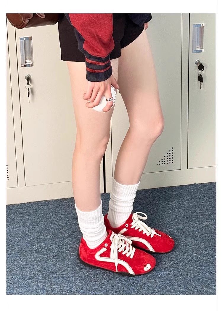 新款厚底增高红色苹果系带德训鞋复古时尚百搭阿甘运动休闲鞋女详情6