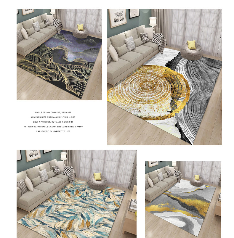 Cross-border consignment of washed carpets, indoor radiant abstract square floor MATS, printed coffee tables, living room and bedroom floor MATS pic 18