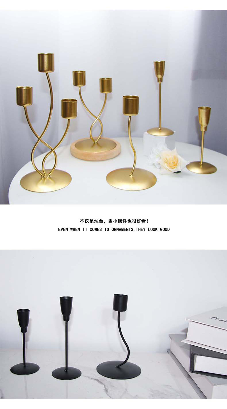 Specialized simple and romantic home dining table decoration, home light luxury style candlestick display, retro candlelight dinner prop pic 11