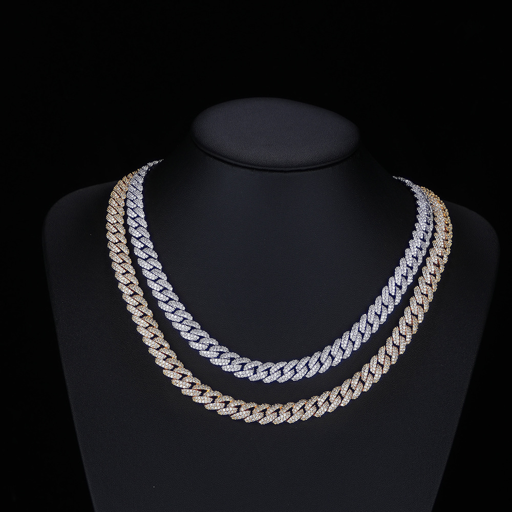 10mm双排锆石泡泡古巴链男士项链个性嘻哈潮酷小众设计感项链饰品详情2