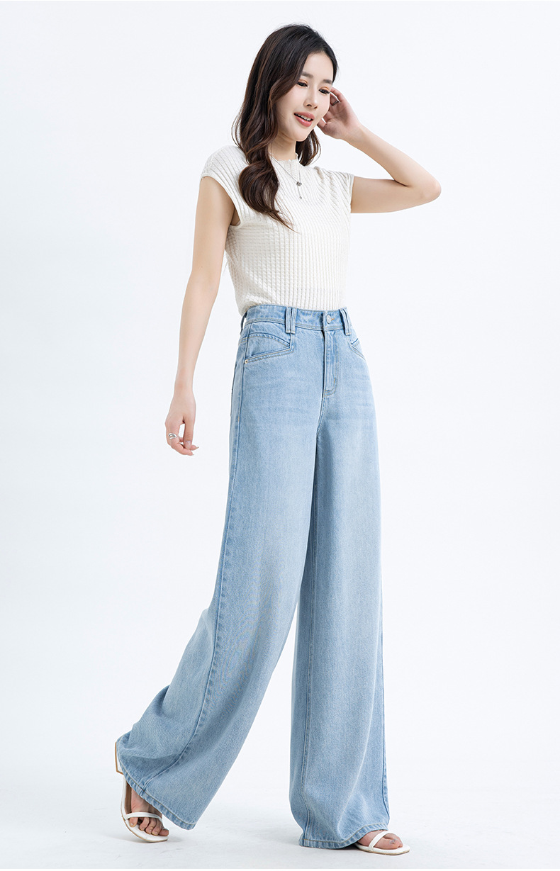 如果2026年夏季新款中高腰宽松阔腿裤女莱赛尔天丝垂顺牛仔裤8173详情19