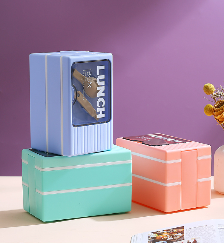 Japanese-style double-layer plastic lunch box, office worker lunch box, microwave oven sealed insulated lunch box, portable student lunch box pic 16