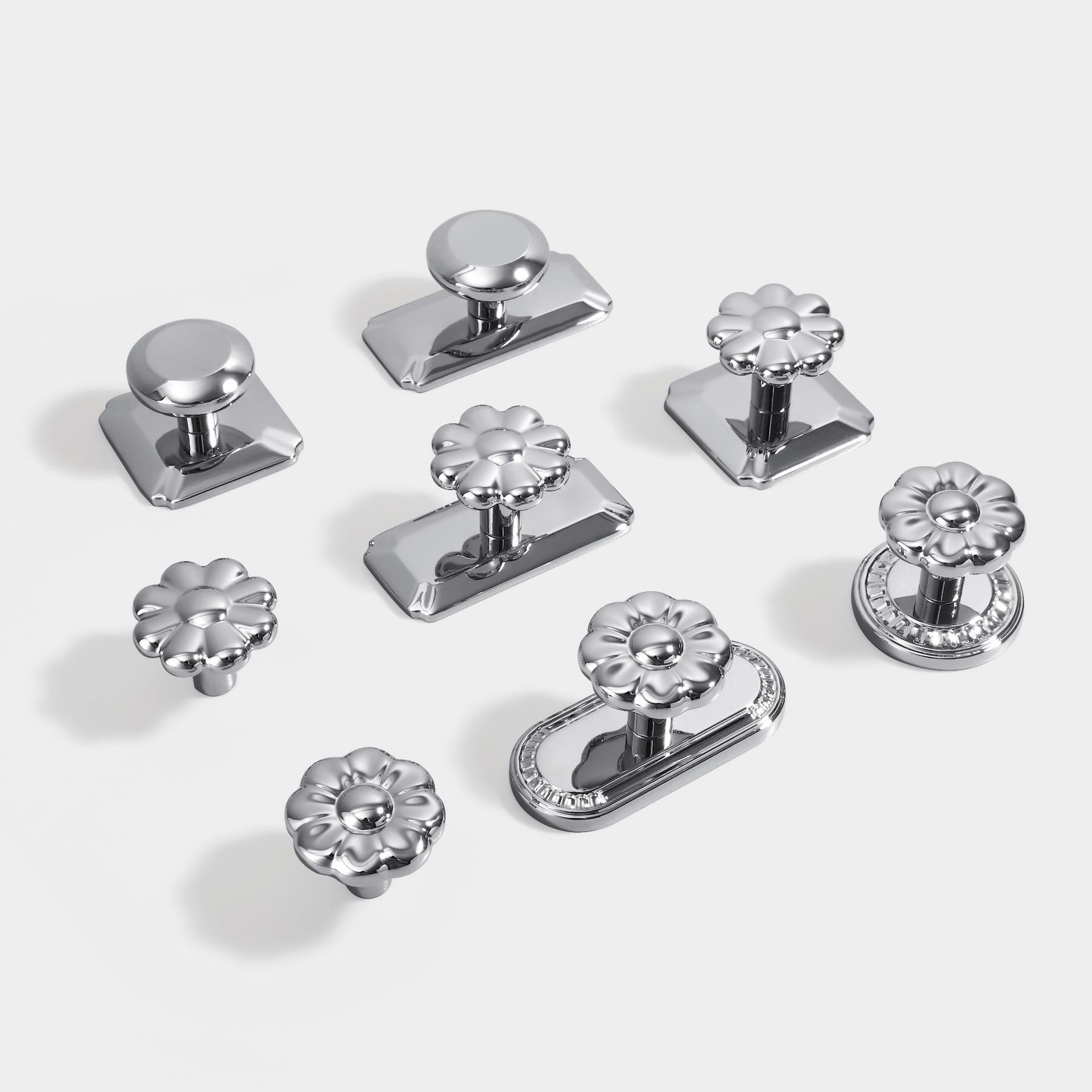 法式锌合金衣柜门拉手现代简约镀铬亮光银色抽屉单孔橱柜实心把手详情26