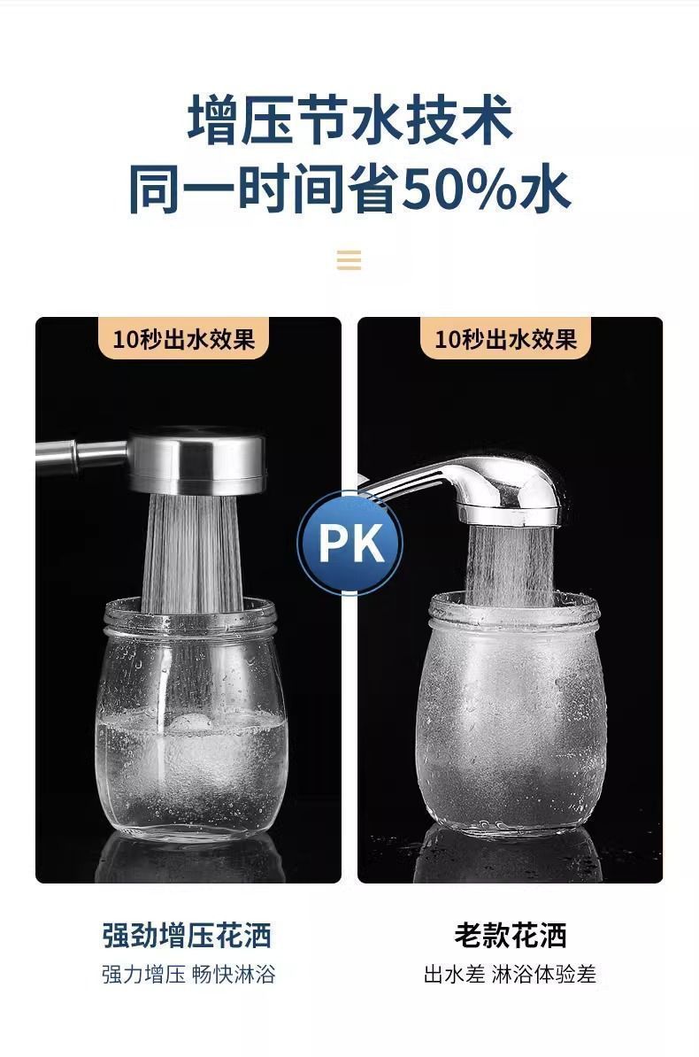 German 304 stainless steel pressurized showerhead with large water output for shower and bath, household bathroom hose set 1 pic 8