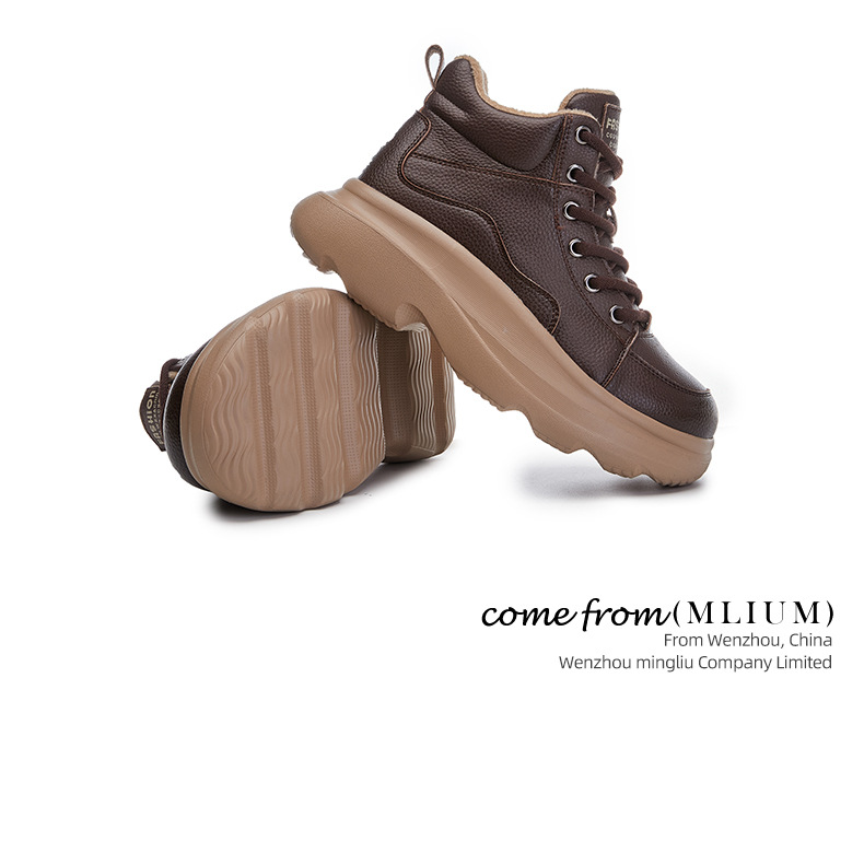 发泡底真皮雪地靴女2025冬季新款复古保暖女靴厚底增高百搭鞋子女详情21