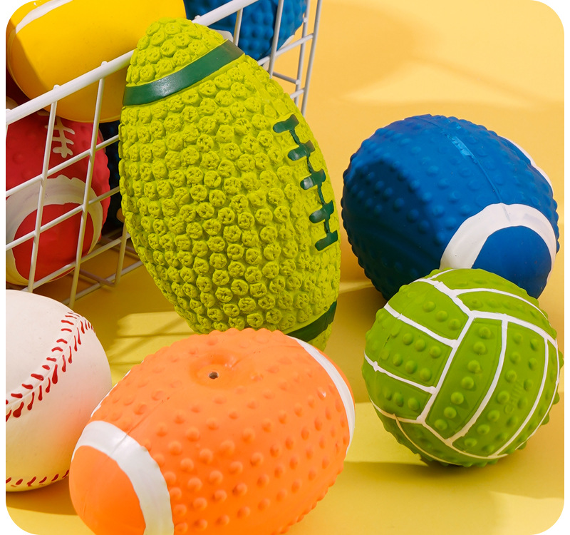 Latex toys, sound-making high-elastic cotton-filled latex pet football, sound-making football, dog teething toy ball pic 19