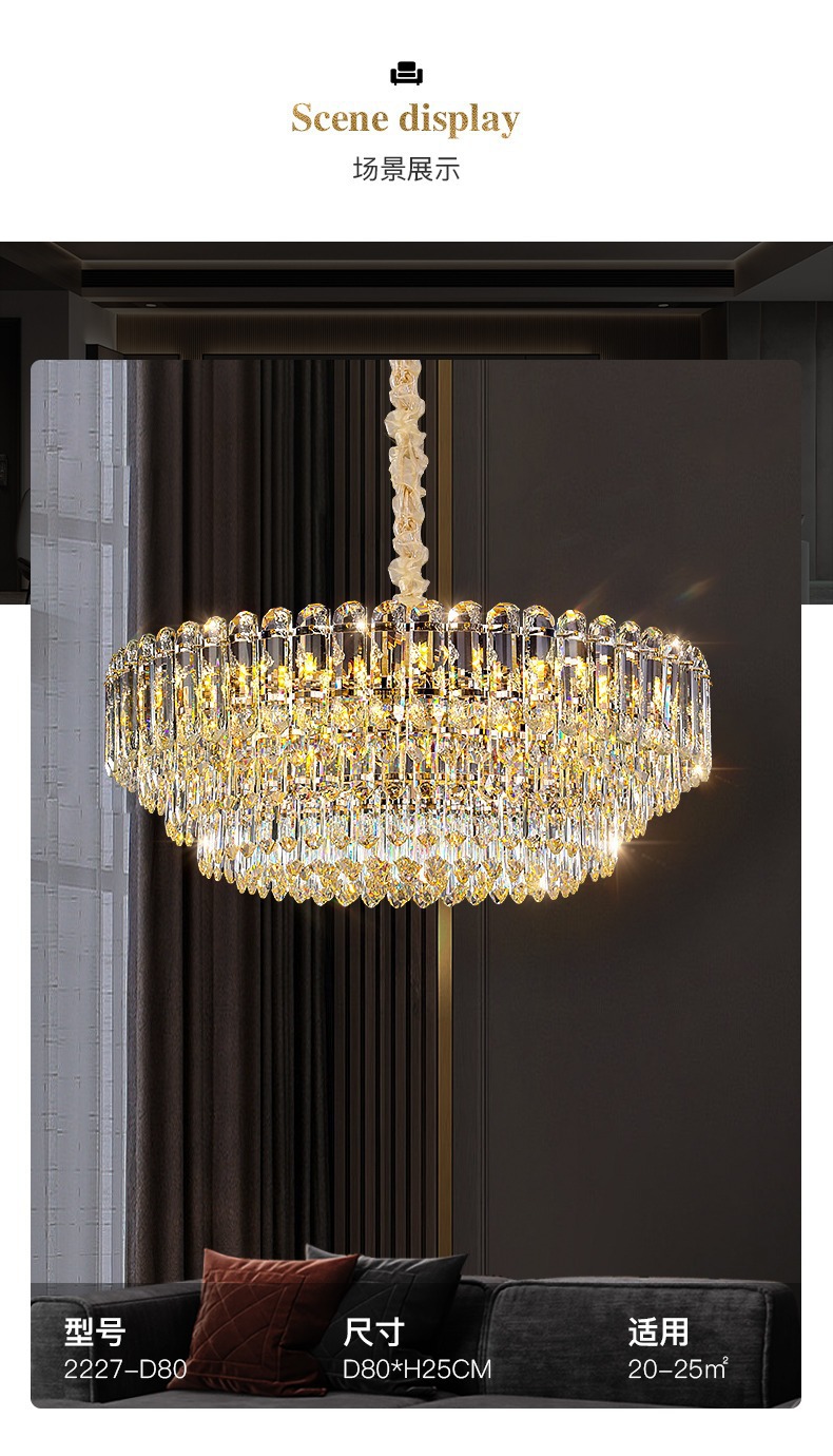 Luz lujo candelabro de cristal sala de estar lámpara principal post moderno minimalista atmósfera creativa francés comedor dormitorio lámpara pic 6