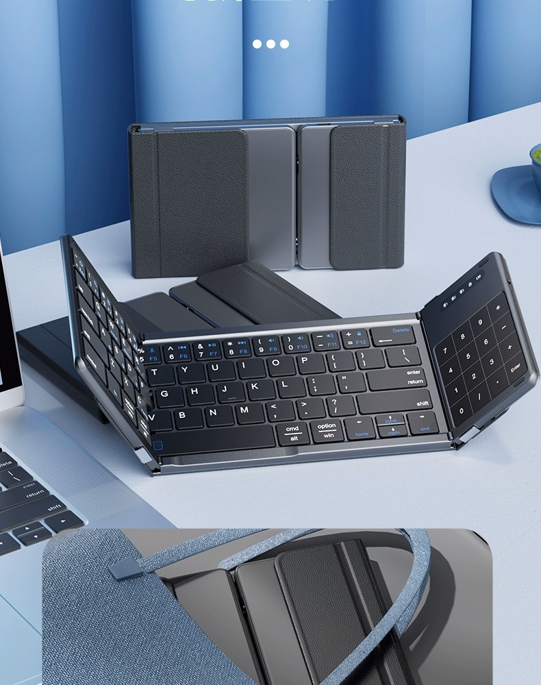 Cross-border three-fold keyboard, wireless Bluetooth, foldable small keyboard, suitable for desktop computers, Xiaomi notebook set pic 8