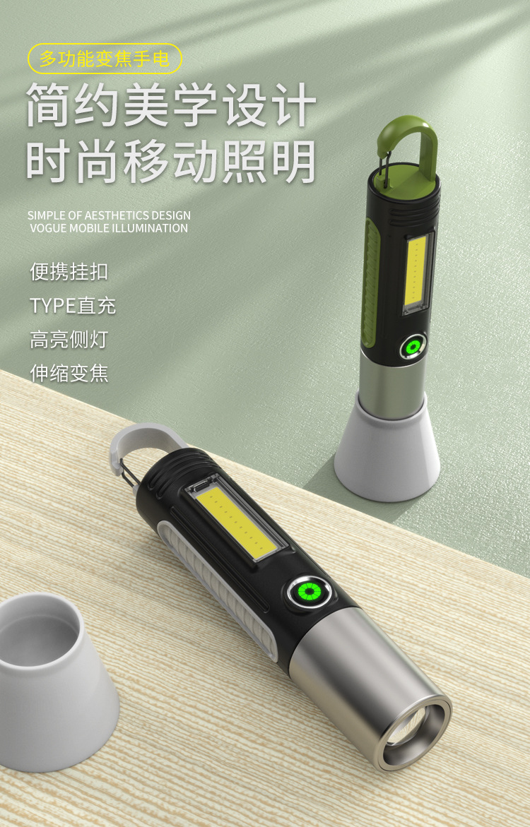 Cross-border multi-functional high-intensity flashlight, usb charging, outdoor tent camping light, household emergency repair work light pic 2