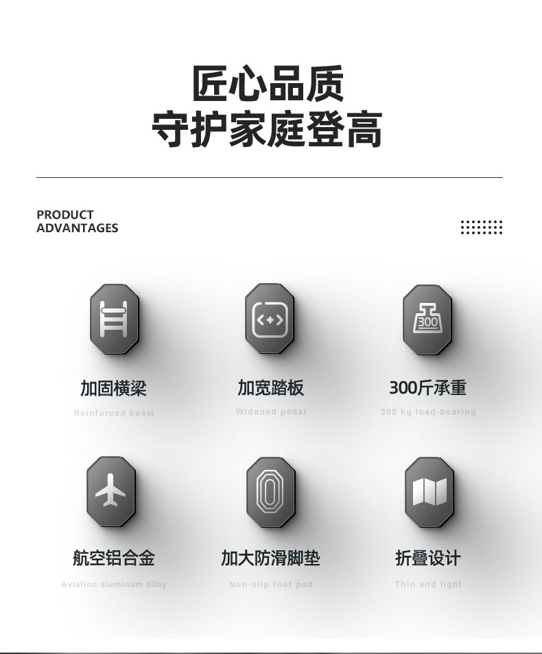 家用折叠梯室内加厚人字梯多功能楼梯铝合金踏板四五步梯登高梯子详情3
