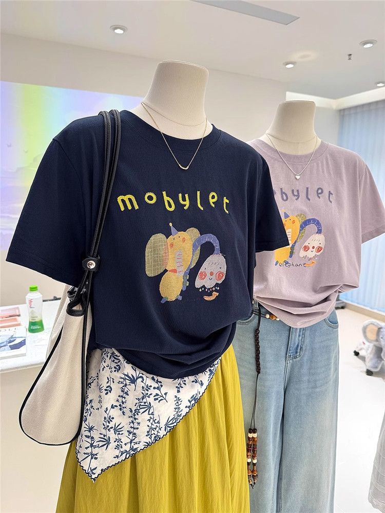 夏季新款宽松显瘦短袖韩系百搭卡通减龄印花打底衫薄款T恤女上衣详情11