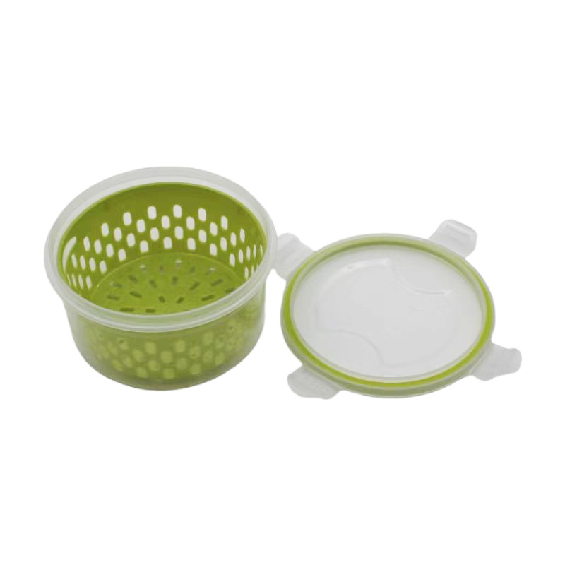 厂家直销大容量圆形保鲜盒三件套沥水篮收纳盒家用透明压盖果蔬盒详情9