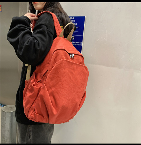 书包女ins风复古森系帆布双肩包日系原宿高中大学生简约百搭背包详情21