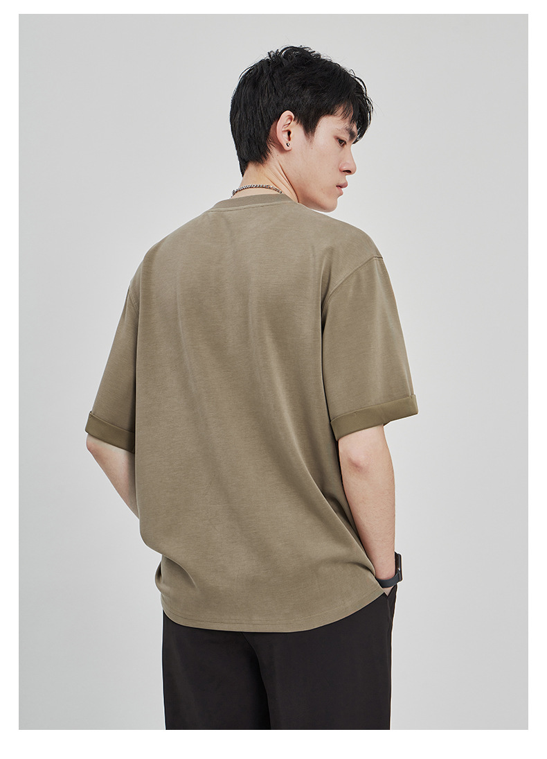 APO男装|潮流垂感针织T恤男士2025春夏新款纯色宽松休闲短袖上衣详情13