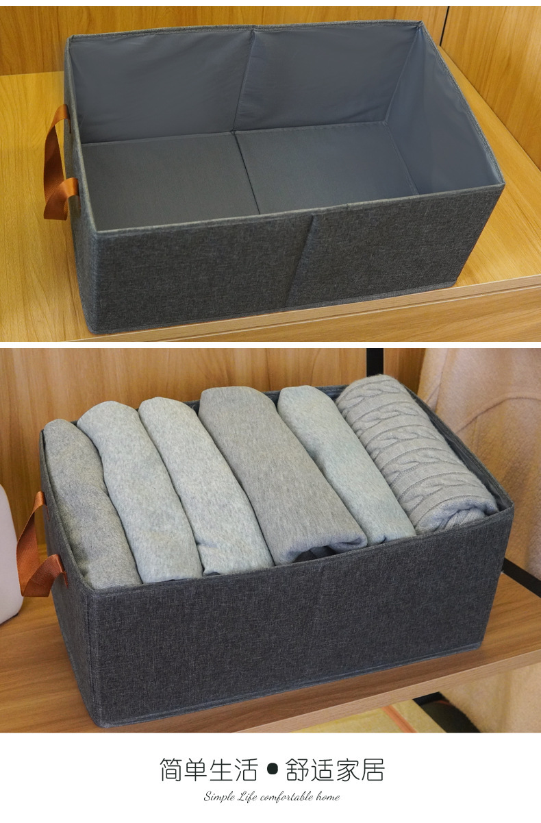 Folding storage box, water-washing storage basket, large-capacity hand-held storage basket, wardrobe, clothes and pants sorting box, storage pic 26
