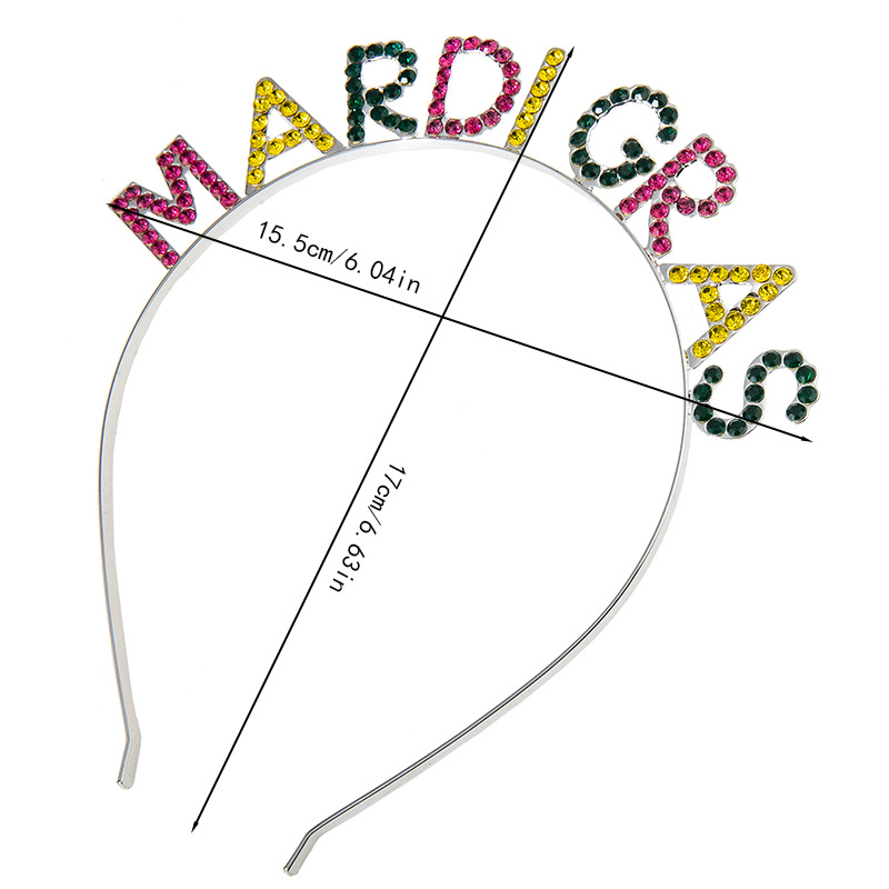 New cross-border carnival MARDIGRAS water diamond letter headband from Europe and America, Fat Beauty Tuesday headband pic 4