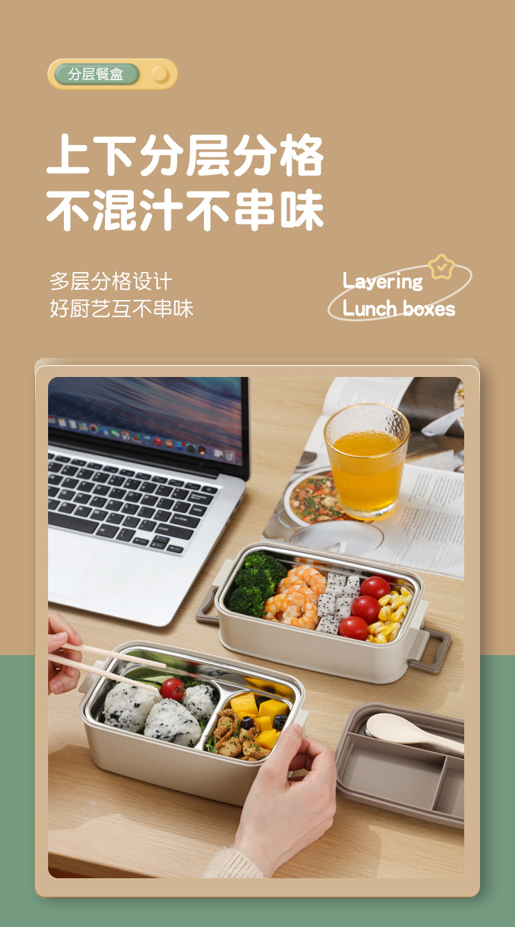 304不锈钢保温饭盒防漏密封学生手提多层便当盒午餐盒微波炉加热详情5