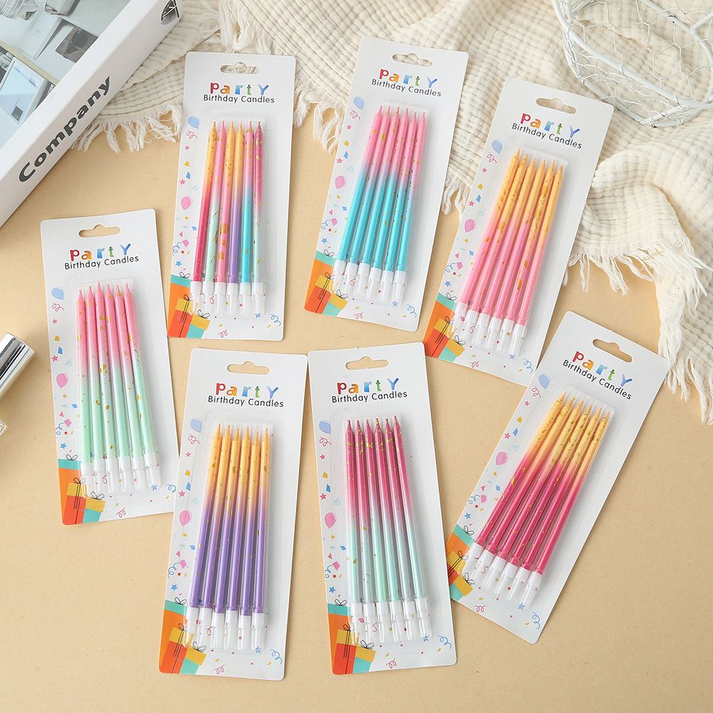 渐变光杆生日蜡烛创意浪漫派对蛋糕生日用品个性镀金渐变光杆蜡烛详情5