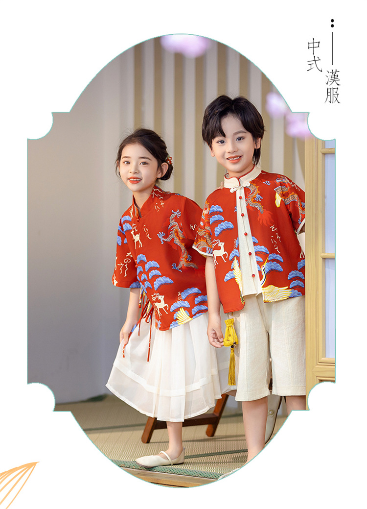 童装男童夏季短袖汉服套装儿童两件套宝宝中国风国潮唐装网红表演详情11