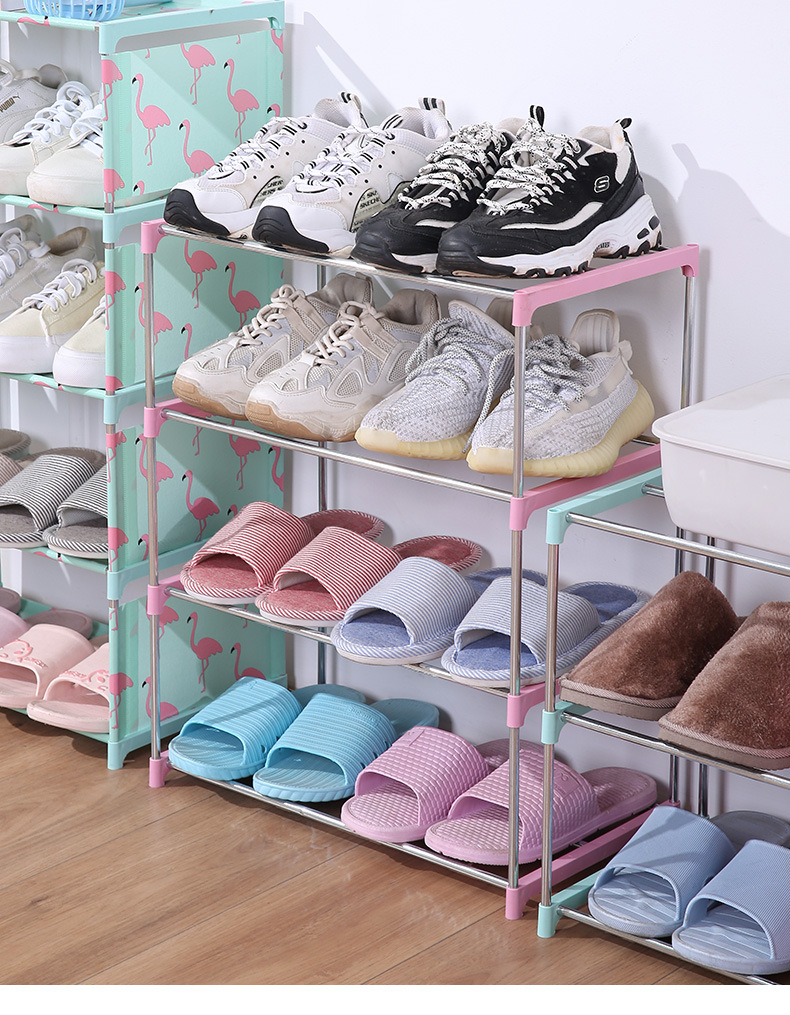新款家用宿舍不锈钢简易落地多层鞋架防尘收纳鞋柜简约客厅靴架子0471详情17