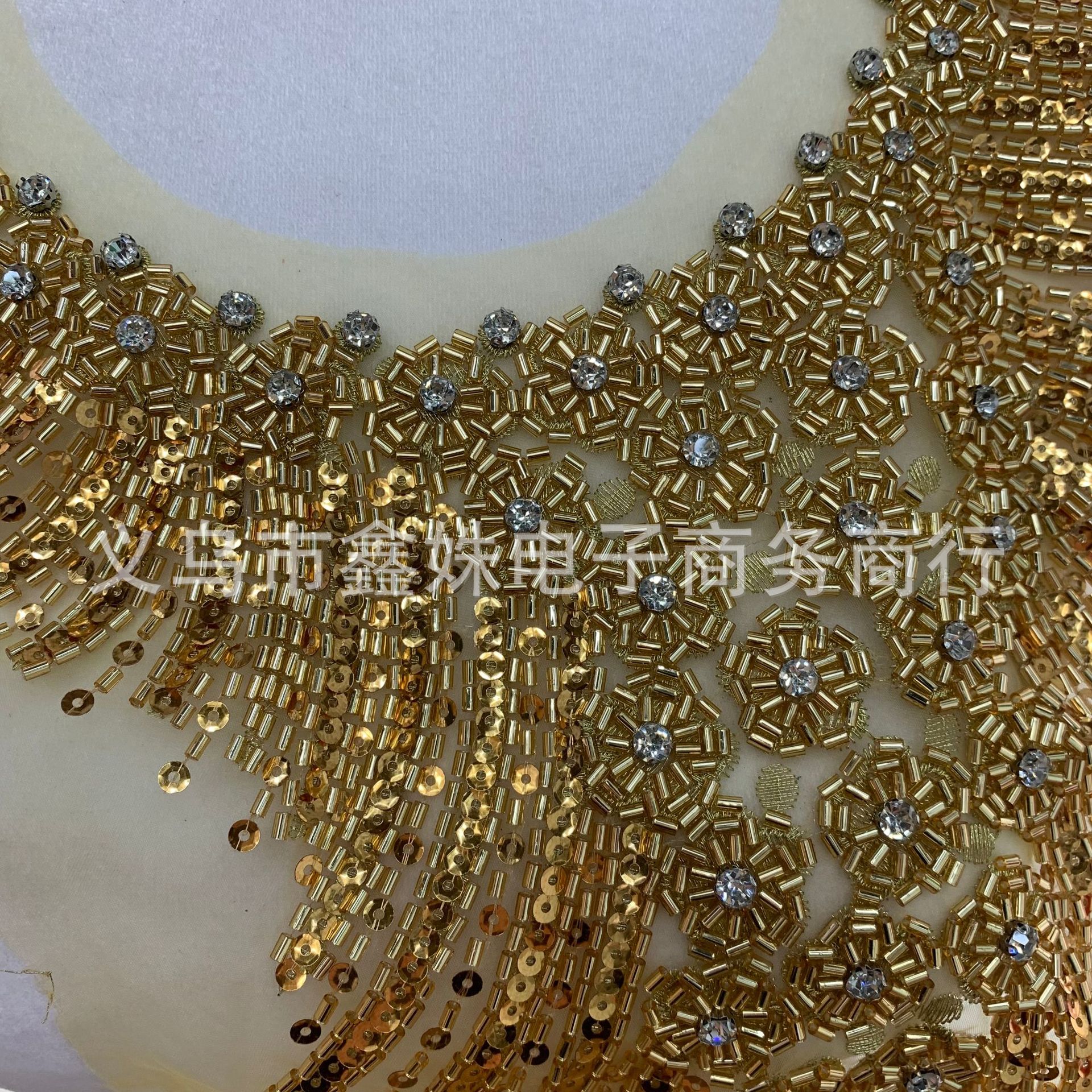 Exquisitely crafted high-quality silver round-neck beaded applique DIY clothing accessories pic 8