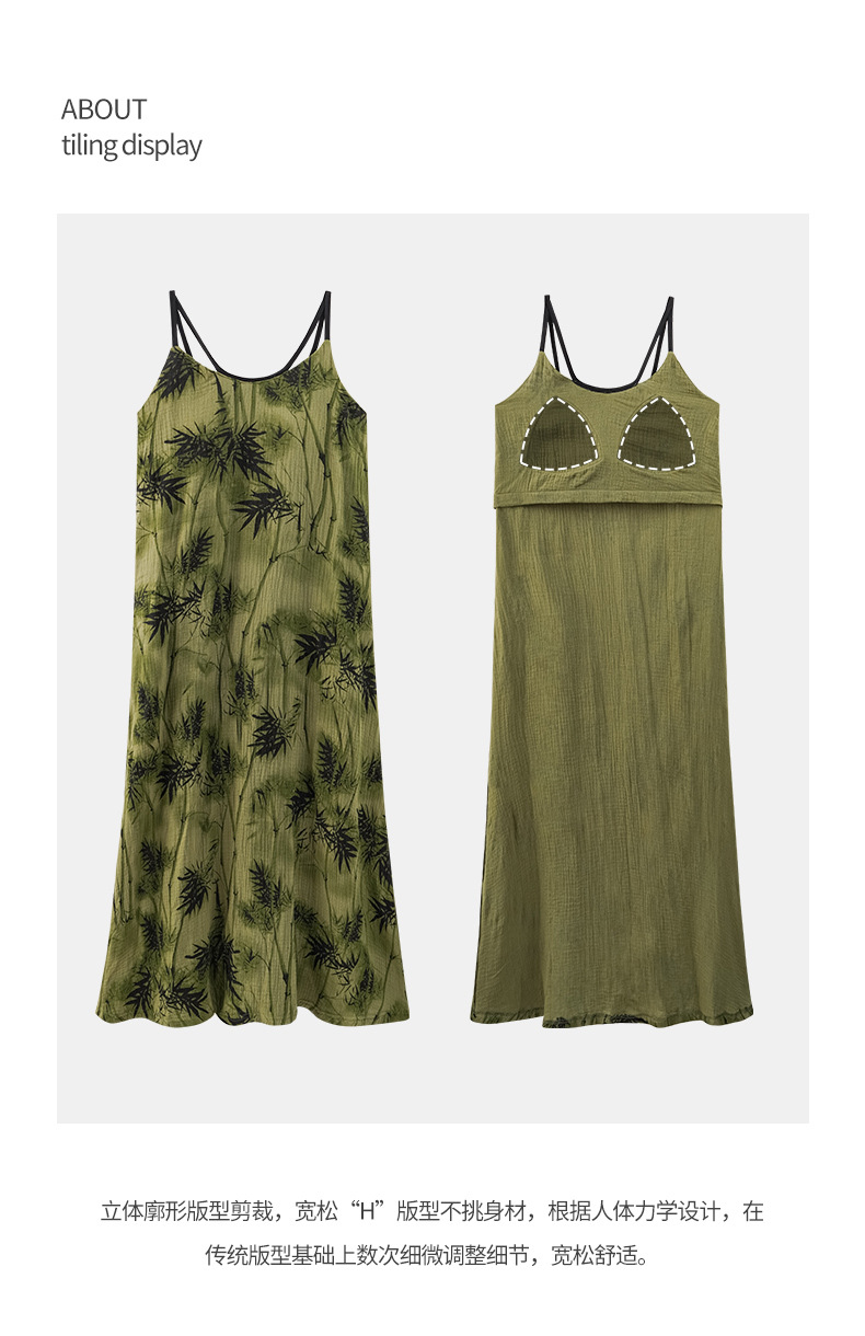 Summer vest dress, pure cotton gauze, cotton with chest pads, strappy nightgown, feminine look, can be worn as pajamas or home wear pic 3