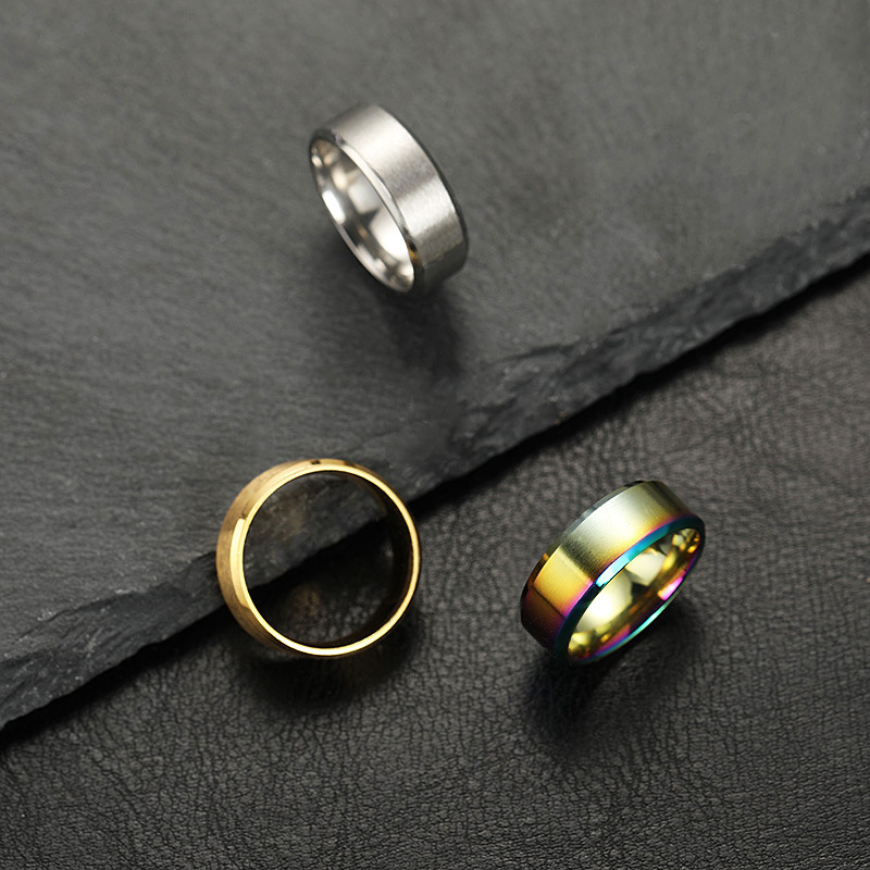 欧美跨境不锈钢戒指男士8MM时尚简约哑光宽面钛钢饰品厂家批发详情3
