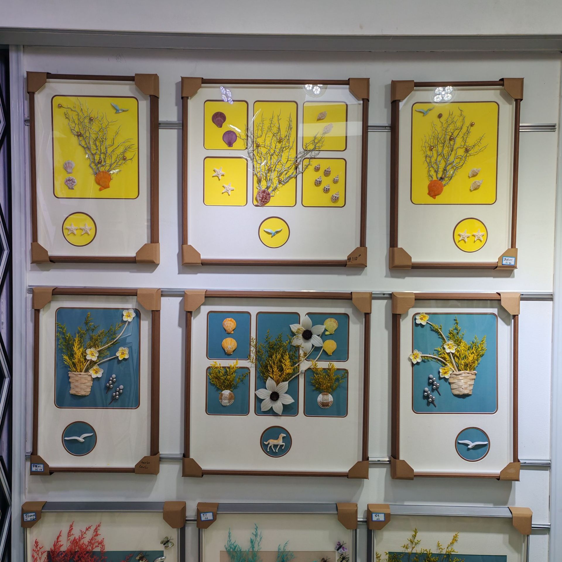 高端奢品永生干花装饰画有框手工贴花客厅餐厅画 罗胜2+1三联画详情1