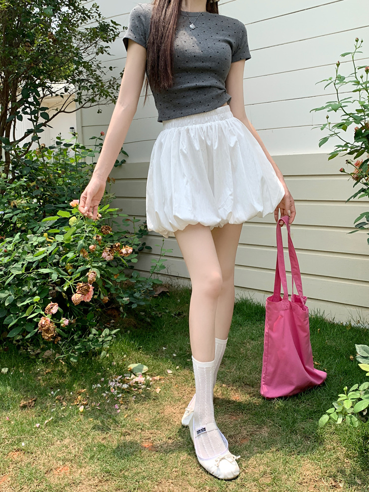 Douyin quality white flower bud short skirt for women 2025 summer new A-line skirt, elegant and versatile, puffy skirt pants pic 11