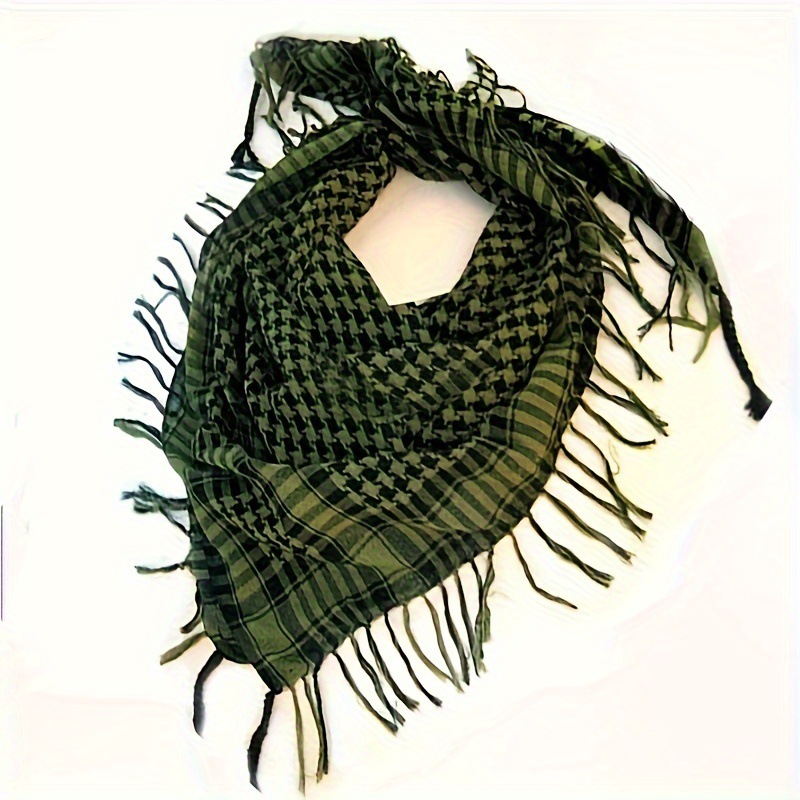 Cross-border best-selling desert tactical scarf, Arabian headscarf, black and white checkered square scarf, jacquard tassel scarf manufacturer pic 6