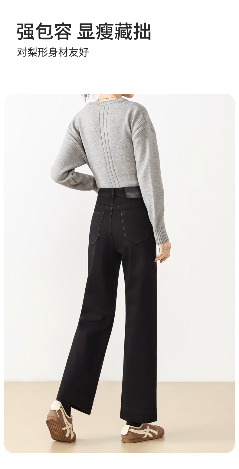 Fleece warm and slimming 9-inch straight-leg jeans for petite women, new high-waisted cigarette tube pants for winter 2025 pic 9