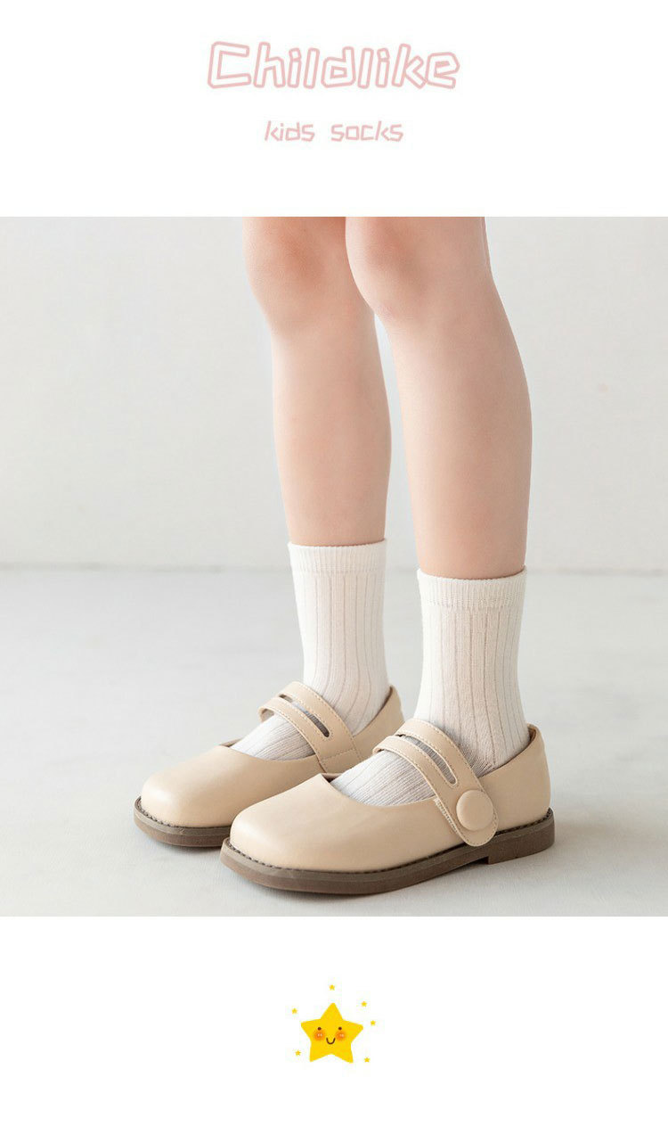 一件代发女童袜子春秋款儿童纯色中大童棉袜中筒袜女孩同色公主袜详情17