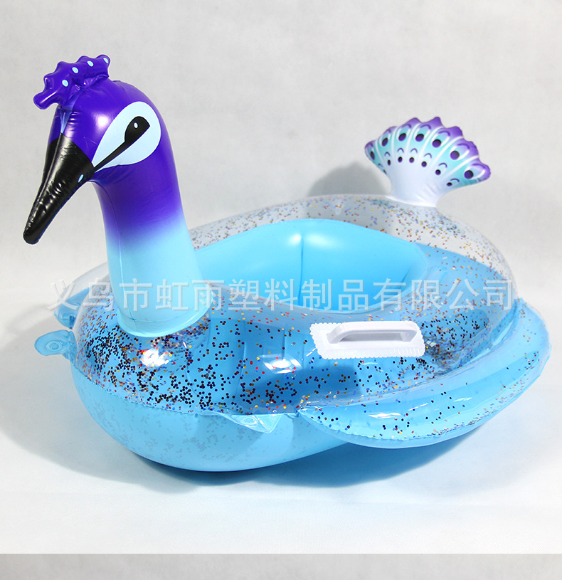 孔雀艇带翼亮片充气儿童游泳圈婴儿坐圈防侧翻座圈批发运动户外游泳用品详情6