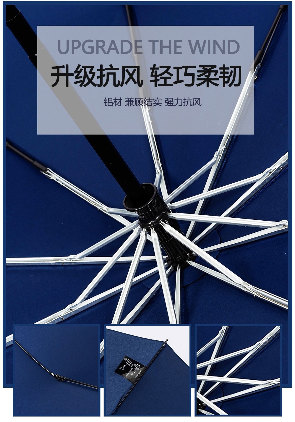 轻奢皮手柄商务伞全自动古典仿铜拉丝伞头10骨铝伞架带伞套晴雨伞详情8