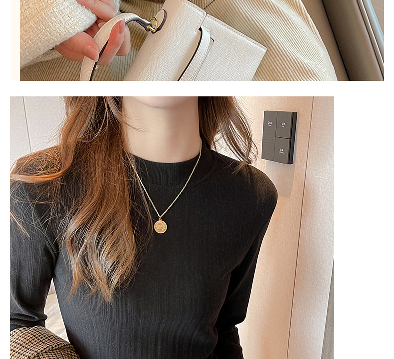 秋冬季磨毛椰绒小立领正肩内搭打底衫女德绒可外穿高级感上衣t恤详情26