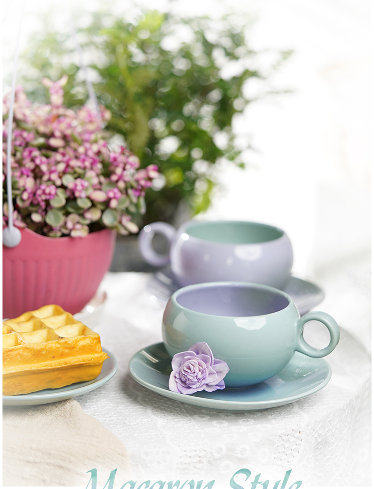 1F31 Egg cup Coffee Cup, ceramic color glaze color-blocking ins style macaron color-blocking latte latte latte cup pic 9