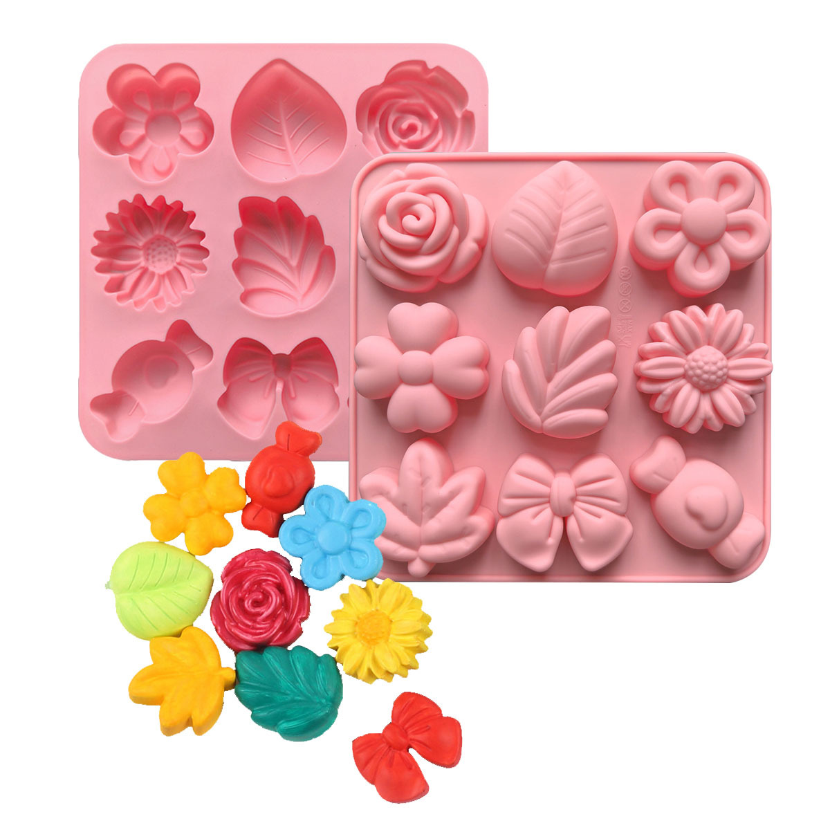 9 líneas de diferentes flores y hierbas forma de silicona de grado alimenticio molde de chocolate caramelo gelatina molde de polvo fresco molde de jabón artesanal DIY pic 13