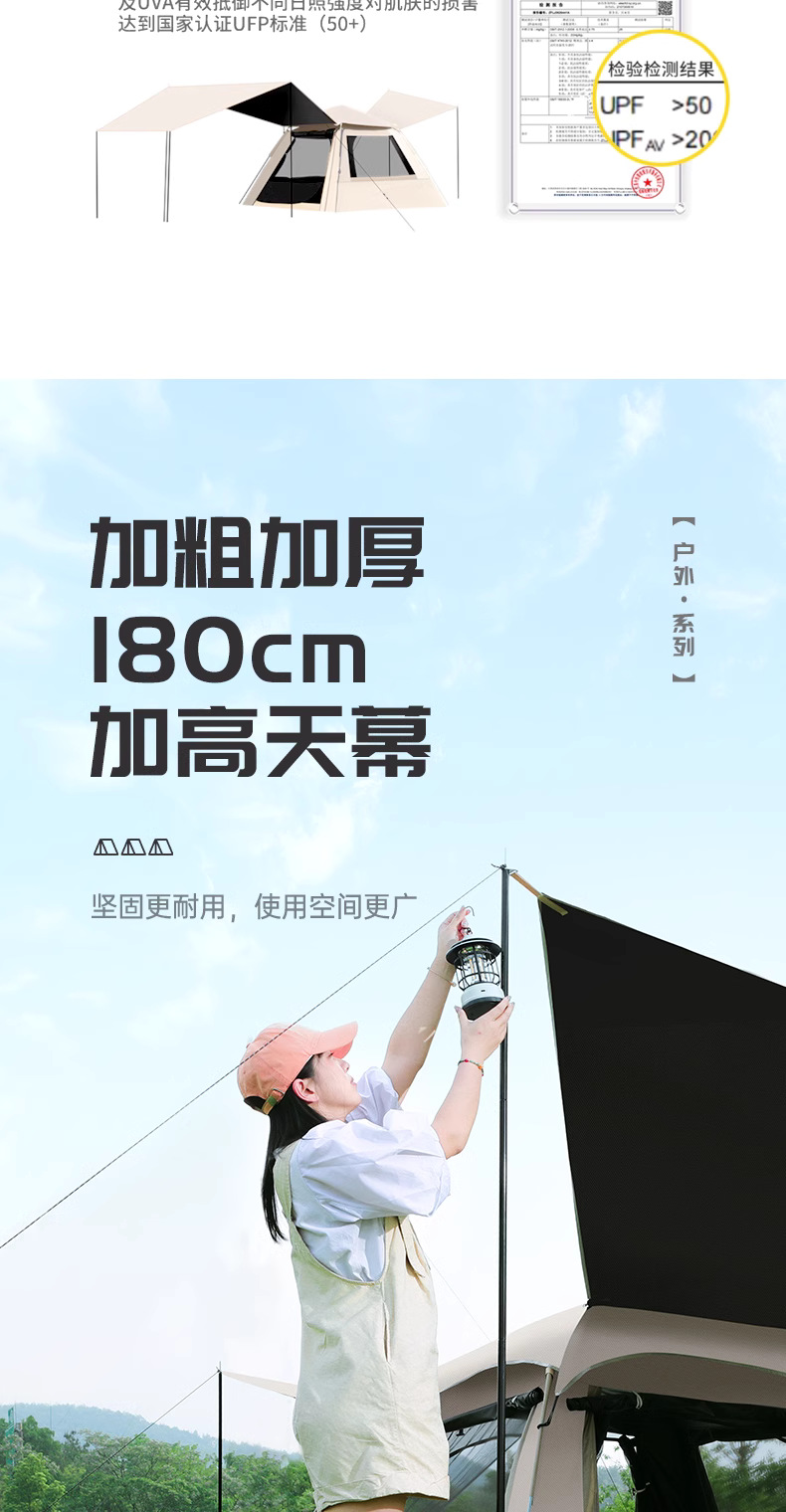 户外便携式折叠帐篷户外野餐野营装备全自动加厚防晒防雨防蚊帐篷详情9