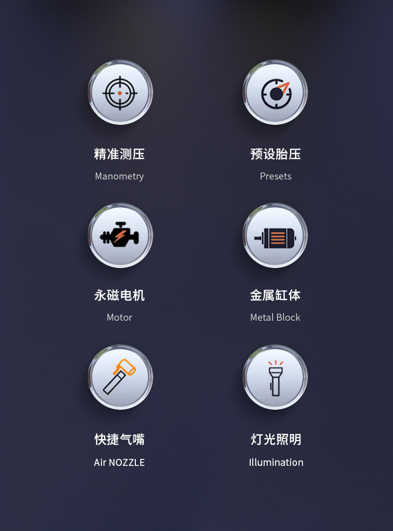 汽车充气泵便携智能数显充气泵小型手持式车载打气泵充气机大功率详情2