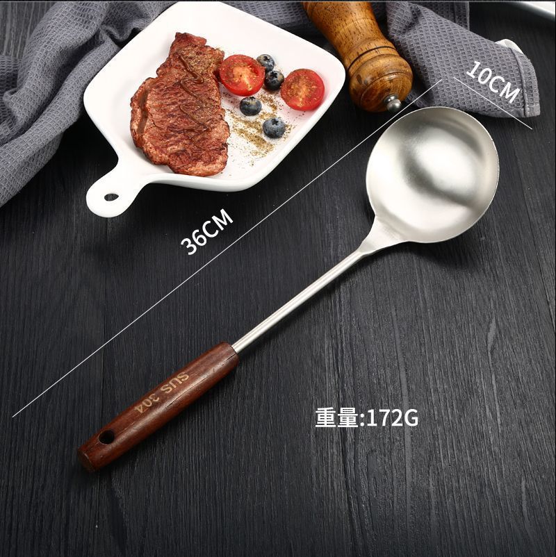 304不锈钢锅铲家用厨房炒菜加厚铁铲煎铲漏勺木手柄防烫厨具套装详情6