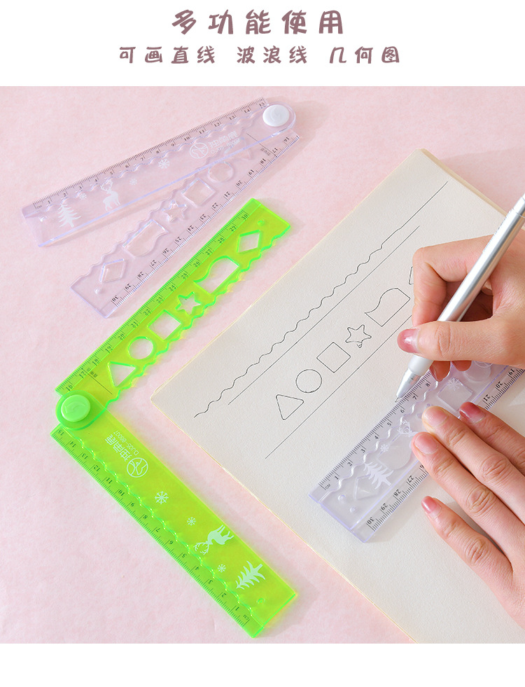 One-horned deer in stock, folding wavy line rulers for primary school students, drawing patterns, soft straight rulers, stationery, wholesale in stock pic 5