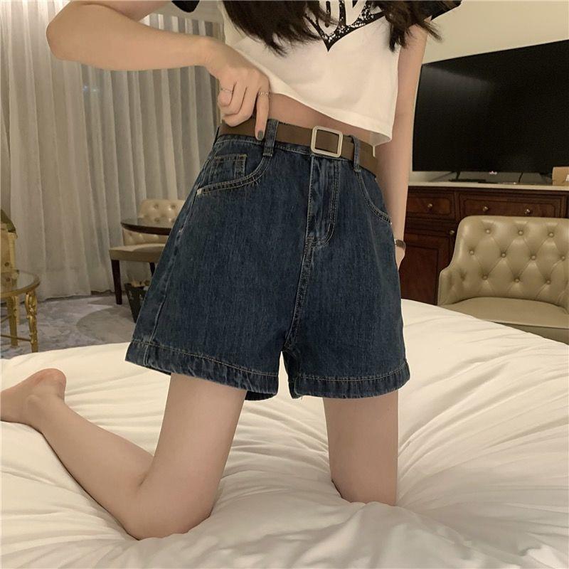 美式高腰牛仔短裤女夏季新款复古小个子深蓝宽松显瘦百搭阔腿短裤详情9