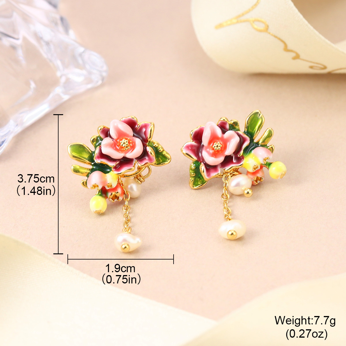 Fresh and new Chinese-style floral stud earrings for spring and summer, high-end enamel pearl earrings, retro Chinese-style tassel earrings for women pic 40