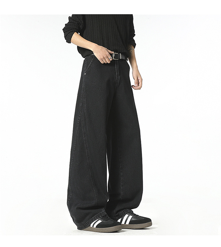 Custom-made 2026 Spring new denim blue jeans for men, American streetwear brand, retro scimitar pants, straight-leg trousers pic 22