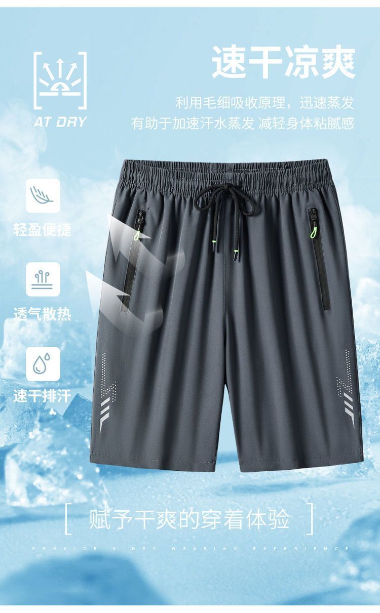 男士短裤夏季薄款冰丝速短裤男士运动五分宽松透气沙滩裤详情2