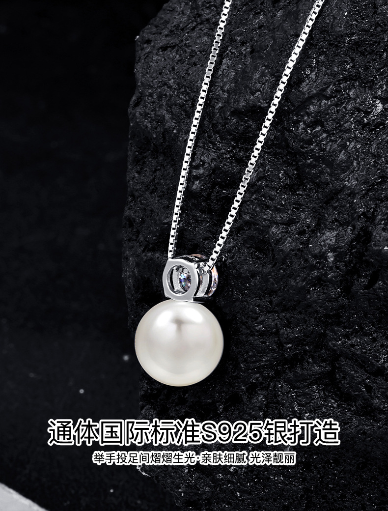 A versatile moissanite freshwater pearl pendant for women, a niche design for wholesale. s925 sterling silver collarbone chain pic 6