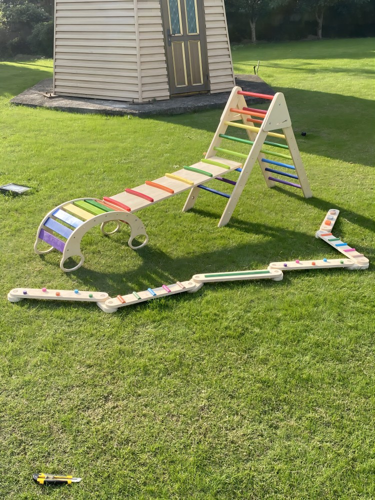 早教益智儿童木制多功能彩虹摇摇椅平衡板攀爬架互动玩具幼儿园详情15