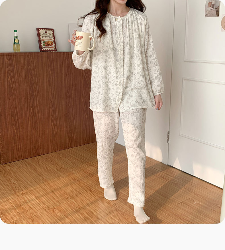 喜月批发A类棉纱月子服夏季纯棉 孕期产后哺乳喂奶吸汗孕妇睡衣女详情22