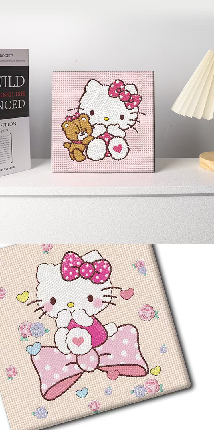 2024 New KT Cat Full Diamond DIY Diamond Painting with frame, high appearance level cartoon dot diamond hanging painting home decoration toy pic 13