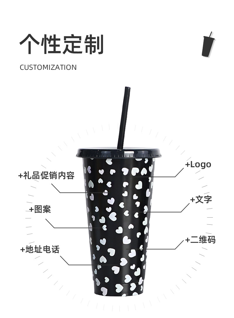 跨境现货圣诞节新款圣诞老人遇冷变色杯 两件套带吸管变色塑料杯详情15